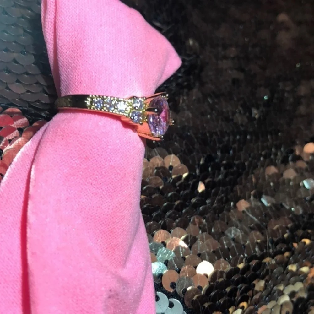 Woman’s Pink sapphire ring Gold Tone size 8